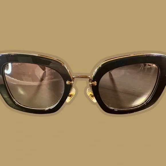 Miu Miu Black & Gold Acetate SMU 07O Square Lense Metal Frame Sunglasses W/ Case - Picture 15 of 16